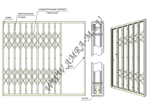 решетка раздвижная с нижним роликом